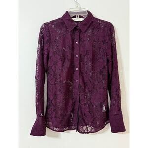 NWOT BEAUTIFUL by Lawrence Zarian Button Front Floral Lace Shirt - Size XXS